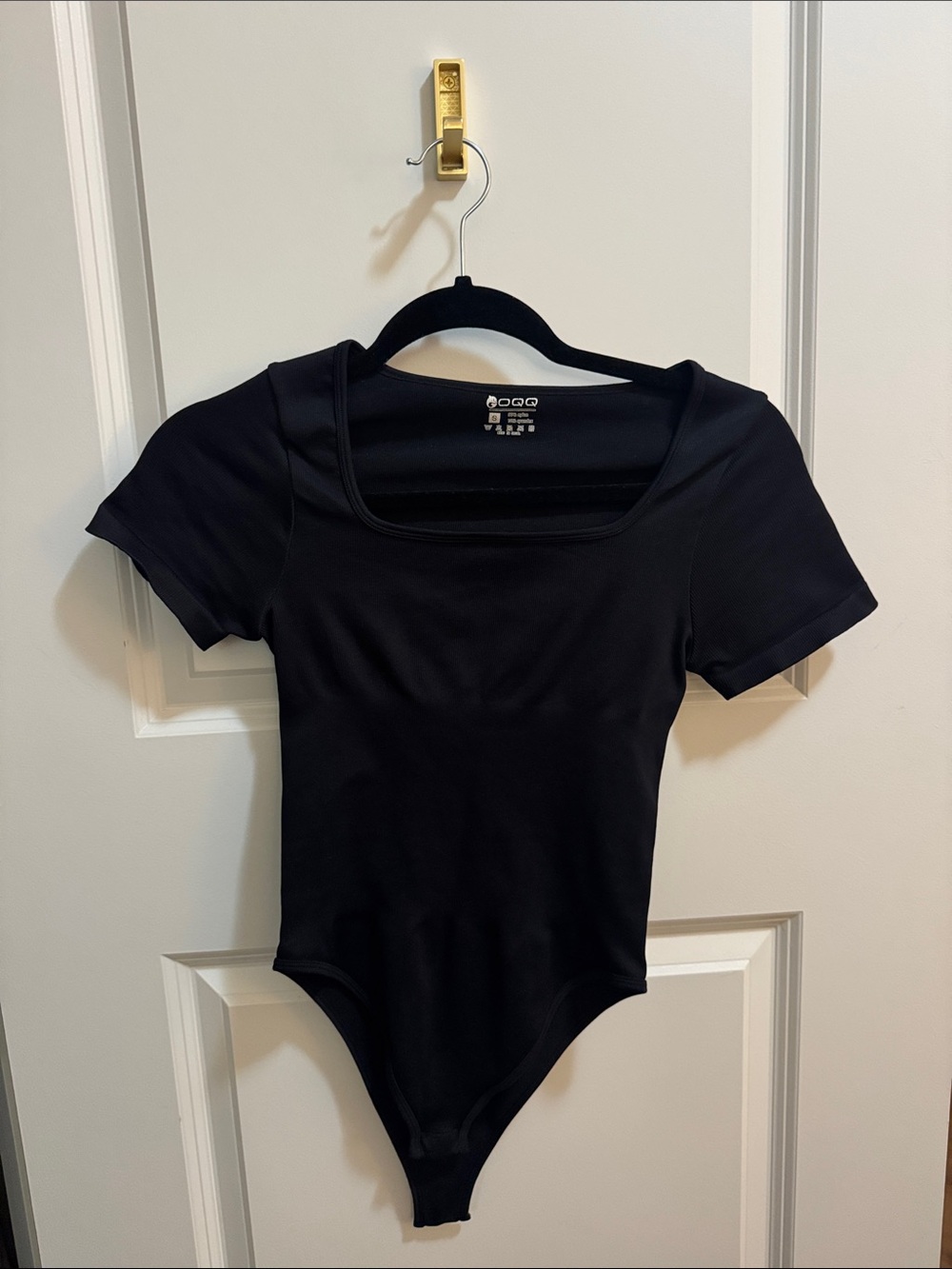 Women's Black Square Neck Bodysuit